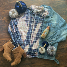Load image into Gallery viewer, Blue Jean Bleached Flannel Cool Color
