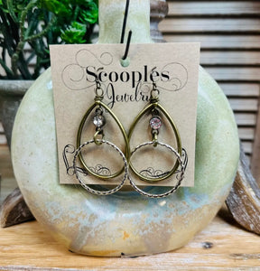 Double Crystal Hoops Earrings
