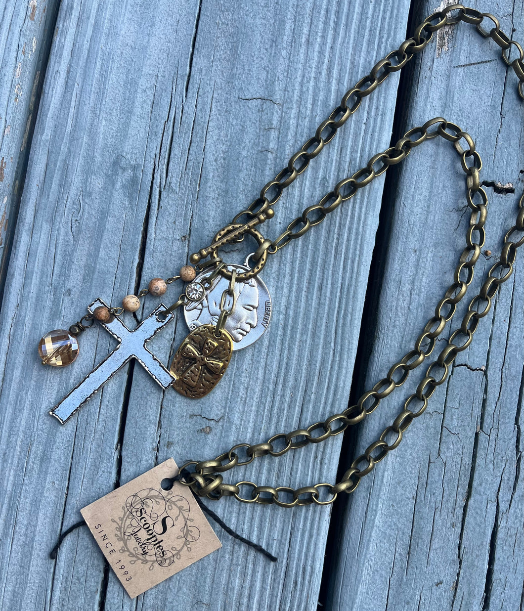 Cross Charm Toggle Necklace