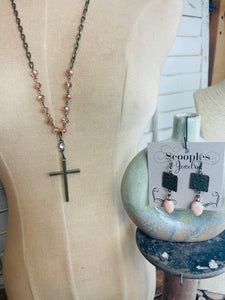 Crystal Cross Blush Necklace