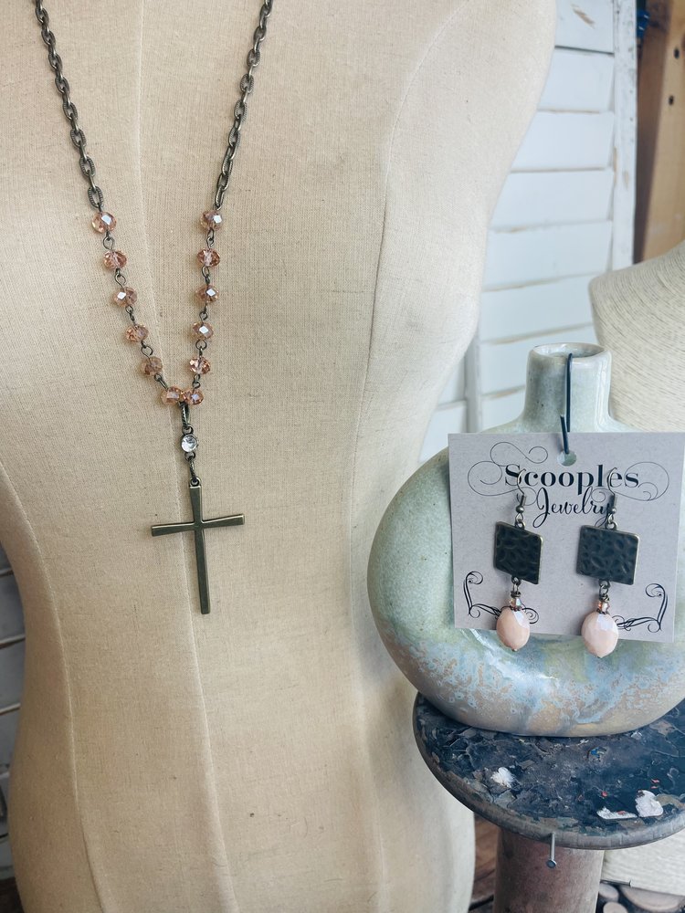 Crystal Cross Blush Necklace