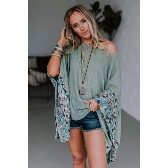 Fallon Embroidered Sleeve Poncho