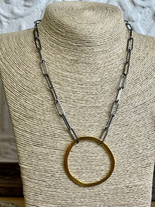 Gunmetal Gold Ring Necklace