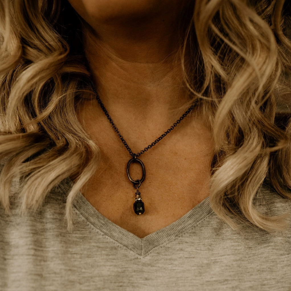 Black Crystal Ring Necklace